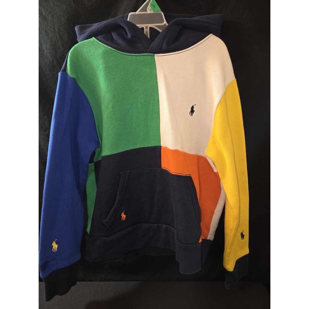 Polo Ralph Lauren Youth Size Small (8) Colorblock Multicolor Sweatshirt Hoodie‎